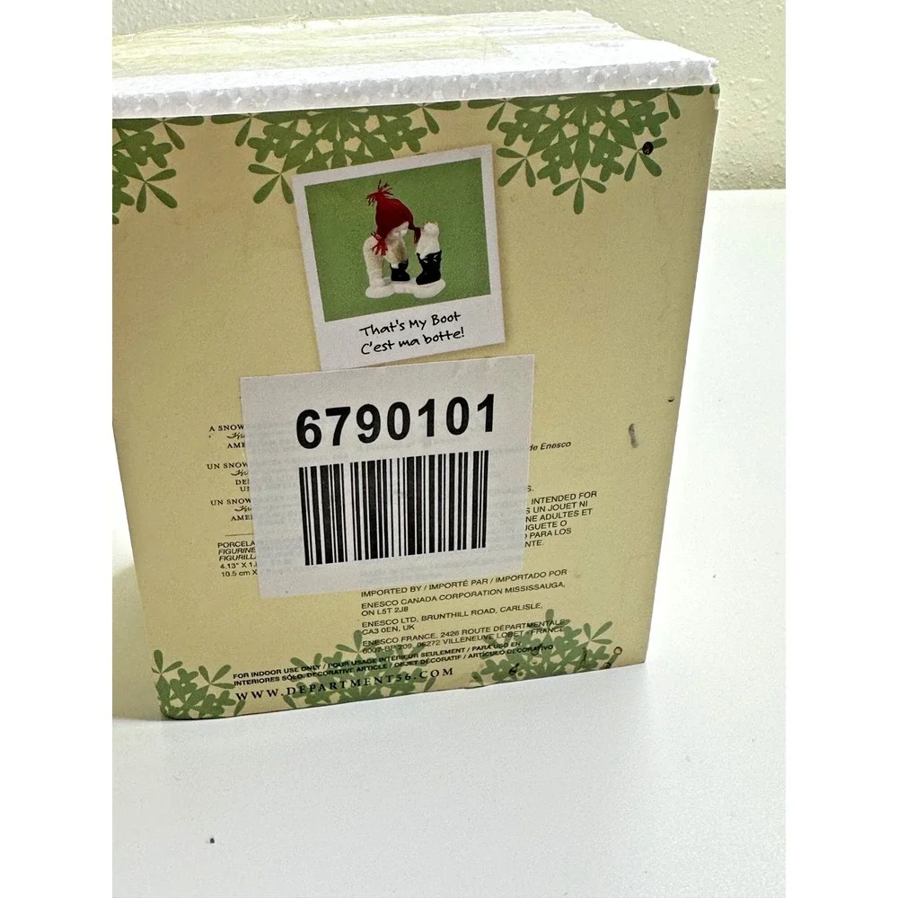 Dept 56 Snow Babies That's My Boot Cat Red White Ceramic Figure New open Box